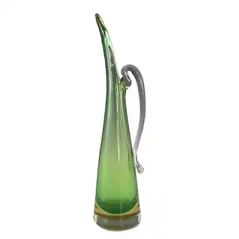 (image for) Murano Venetian Green & Amber Sommerso Glass Jug / Vase