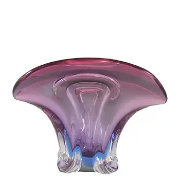 (image for) Murano Large 1.8kg Pink & Blue Sommerso Glass Vintage Bowl