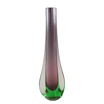 (image for) Galliano Ferro Murano Purple & Green Sommerso Glass Stem Vase