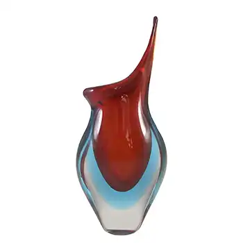 (image for) Murano Venetian Red & Blue Sommerso Glass Organic Vase