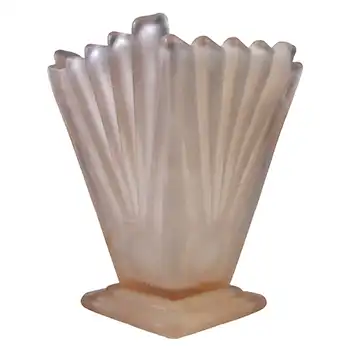 (image for) Sowerby Vintage Art Deco Pink Glass "Sunburst / Sunray" Vase