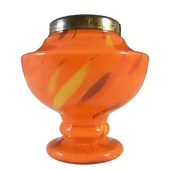(image for) Czech Red & Orange Art Deco Spatter Glass Posy Vase