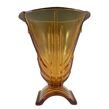 (image for) Stölzle Vintage 1930's Czech Art Deco Amber Glass Vase
