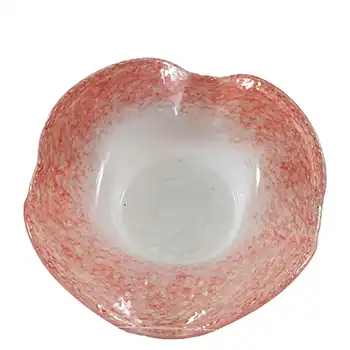 (image for) SIGNED Vasart Pink & White Mottled Glass Bowl B043