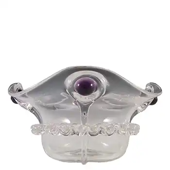 (image for) Richardson Victorian Purple & Clear Glass Peacock Trails / Cairngorm Bowl
