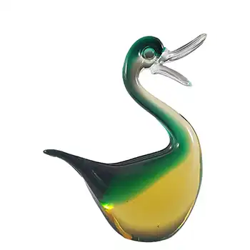 (image for) Murano Venetian Green & Amber Sommerso Glass Vintage Duck or Swan
