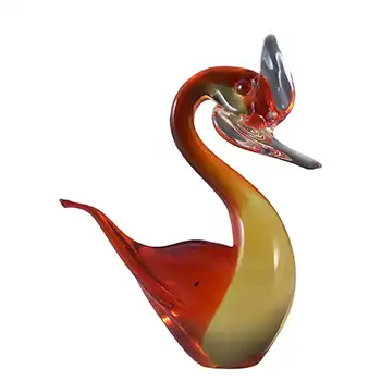 (image for) Murano Venetian 1950's Red & Amber Glass Swan Figurine