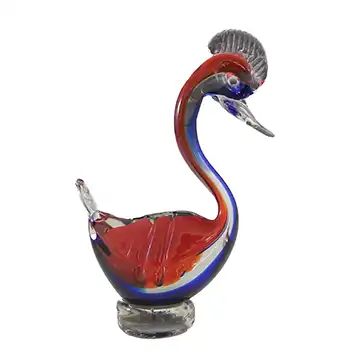 (image for) Murano / Venetian Red & Blue Vintage Glass Swan Sculpture