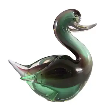 (image for) Murano 1950's Green & Purple Vintage Glass Duck Sculpture