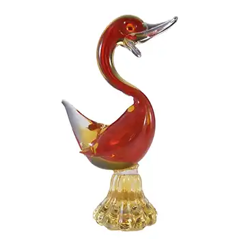 (image for) Murano Tall Red & Amber Sommerso Glass Swan Sculpture