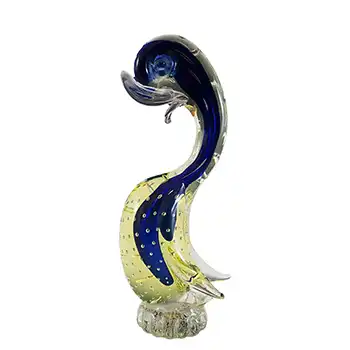 (image for) Murano Vintage Blue & Uranium Yellow Sommerso Glass Swan