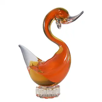 (image for) Murano Orange & Amber Vintage Sommerso Glass Swan Sculpture