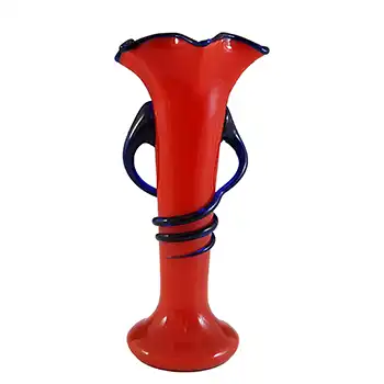(image for) Czech / Bohemian 1930's Red & Blue Tango Glass Vase