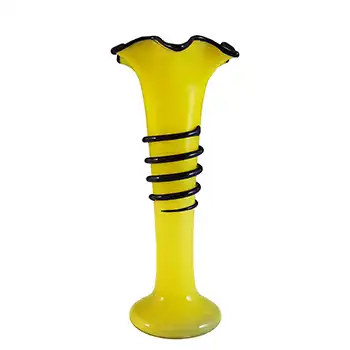 (image for) Czech / Bohemian 1930's Yellow & Black Tango Glass Vase