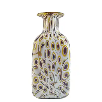 (image for) Murano Purple, Yellow & White Millefiori Canes Glass Vase