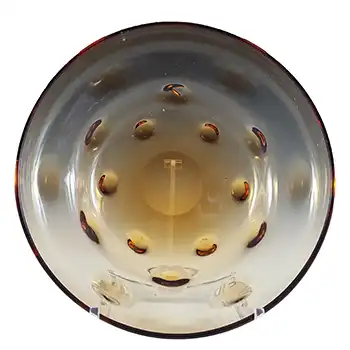 (image for) MARKED Thomas Webb Large Golden Amber Glass Bull's Eye Bowl