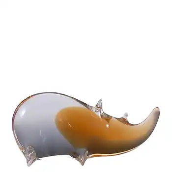 (image for) MARKED Wedgwood Topaz & Clear Glass Rhino Paperweight