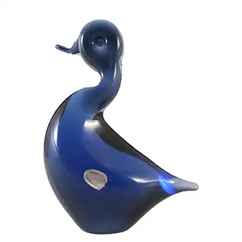 (image for) MARKED Wedgwood Sapphire Blue Vintage Glass Duck RSW232