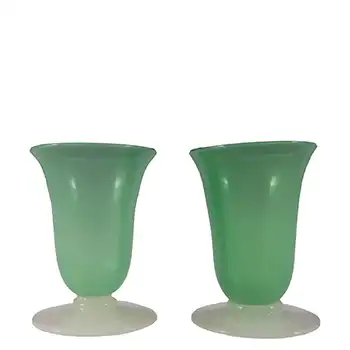 (image for) Stevens + Williams Pair of Stourbridge Alabaster Green Glass Vases