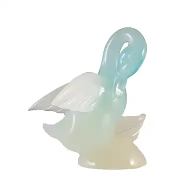 (image for) Archimede Seguso Alabastro Blue & White Murano Glass Duck