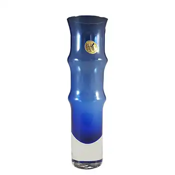 (image for) Aseda Swedish Blue Glass Bamboo 7.5" Vase by Bo Borgstrom #B5/80