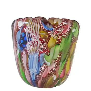 (image for) AVEM Murano Zanfirico Bizantino / Tutti Frutti Red Glass Vase