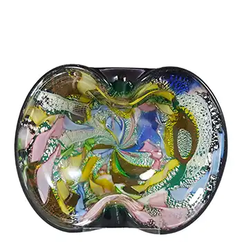 (image for) AVEM Murano Zanfirico Bizantino / Tutti Frutti Green Glass Bowl
