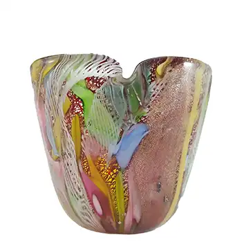 (image for) AVEM Murano Zanfirico Bizantino / Tutti Frutti Red Glass Vase