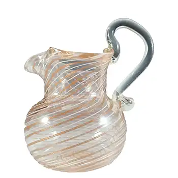 (image for) Murano White Filigree & Copper Aventurine Glass Creamer Jug