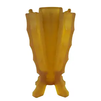 (image for) Bagley #3007 Art Deco 8.5" Vintage Amber Glass 'Bamboo' Vase