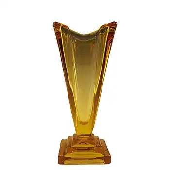 (image for) Bagley #1333 Art Deco 7.5" Vintage Amber Glass 'Wyndham' Vase