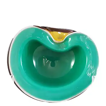 (image for) Barbini Murano Green, White & Amber Glass Biomorphic Bowl