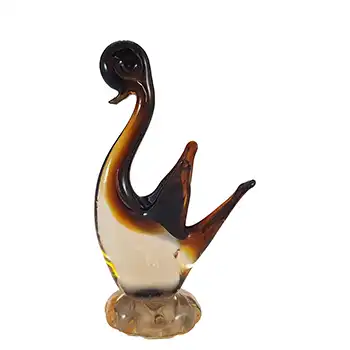 (image for) Campanella Murano Vintage Brown Venetian Glass Swan Figurine