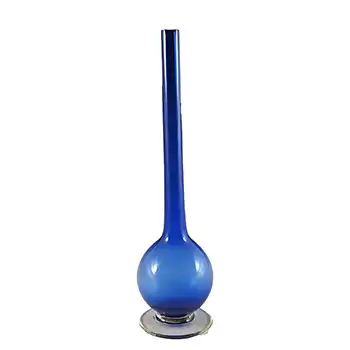 (image for) Carlo Moretti Murano 'Glossy' Blue Glass 10" Stem Vase