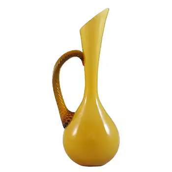 (image for) Empoli 1970's Italian Amber Retro Cased Glass Jug / Vase
