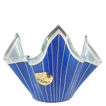 (image for) Chance Brothers Blue Glass 'Cordon' Vintage Handkerchief Vase