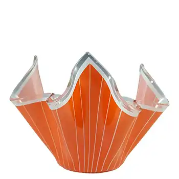(image for) Chance Brothers Orange Glass 'Cordon' Retro Handkerchief Vase