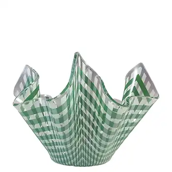 (image for) Chance Brothers Green & White Glass 'Gingham' Handkerchief Vase