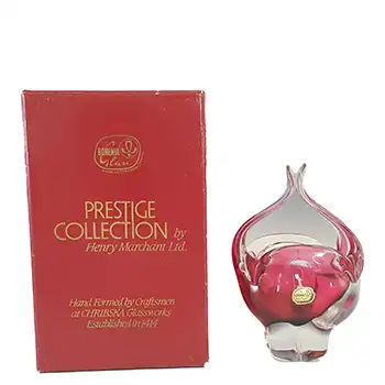 (image for) BOXED Chřibská Czech Pink & Orange Glass Basket Bowl