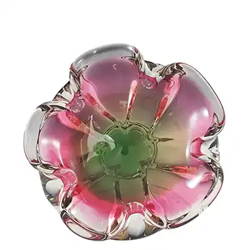 (image for) Chřibská #238/5/15 Czech Pink & Green Glass Bowl by Josef Hospodka
