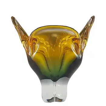 (image for) Chřibská #296/4/19 Czech Orange & Green Glass Vase
