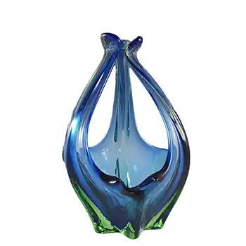 (image for) Cristallo Venezia CCC Murano Blue & Green Sommerso Glass Bowl