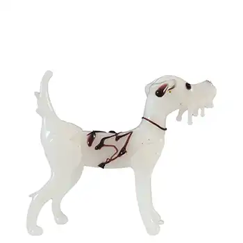 (image for) Japanese White & Purple Lampworked Vintage Glass Dog