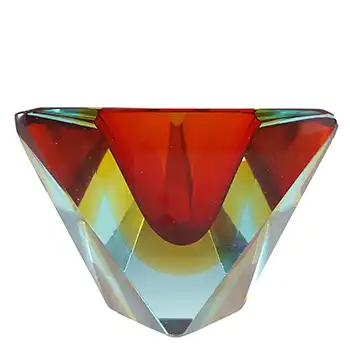 (image for) Murano Faceted Red, Amber & Blue Sommerso Glass Bowl