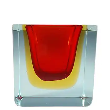 (image for) Murano Faceted Red, Amber & Blue Sommerso Glass Bowl