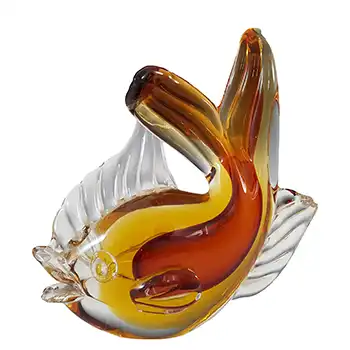 (image for) Artistica Murano CCC or Oball Brown & Amber Sommerso Glass Fish Sculpture