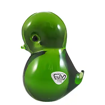 (image for) FM Konstglas/Ronneby Swedish Green Glass Bird - Labelled