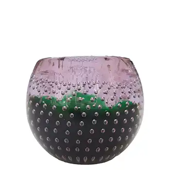 (image for) Galliano Ferro Murano Green & Lilac Glass Bullicante Candle Holder