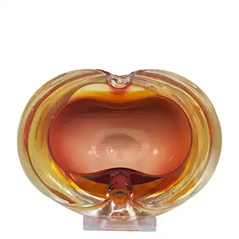 (image for) Murano Brown & Amber Sommerso Glass Mid Century Geode Bowl