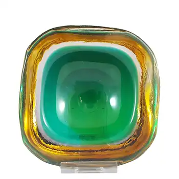 (image for) Murano Green & Amber Sommerso Glass 1950's Geode Bowl